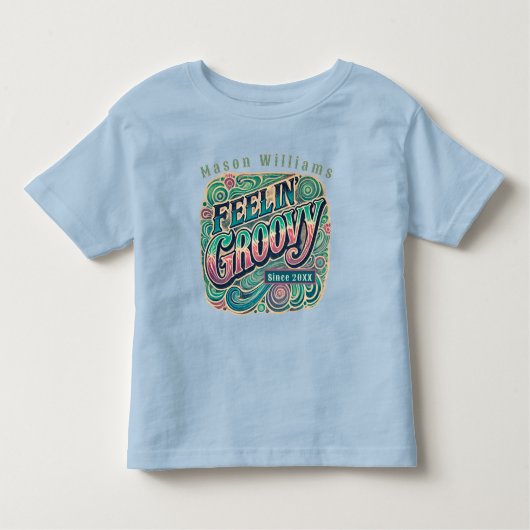 Feelin' Groovy Retro 70s  Psychedelic Blue Kinder Shirts (Voorkant)