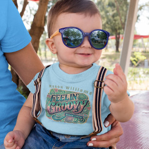 Feelin' Groovy Retro 70s Psychedelic Blue Kinder Shirts