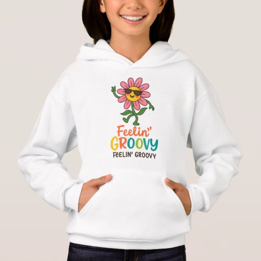 Feelin’ Groovy Retro Flower Kids’ Pullover Hoodie (Voorkant)
