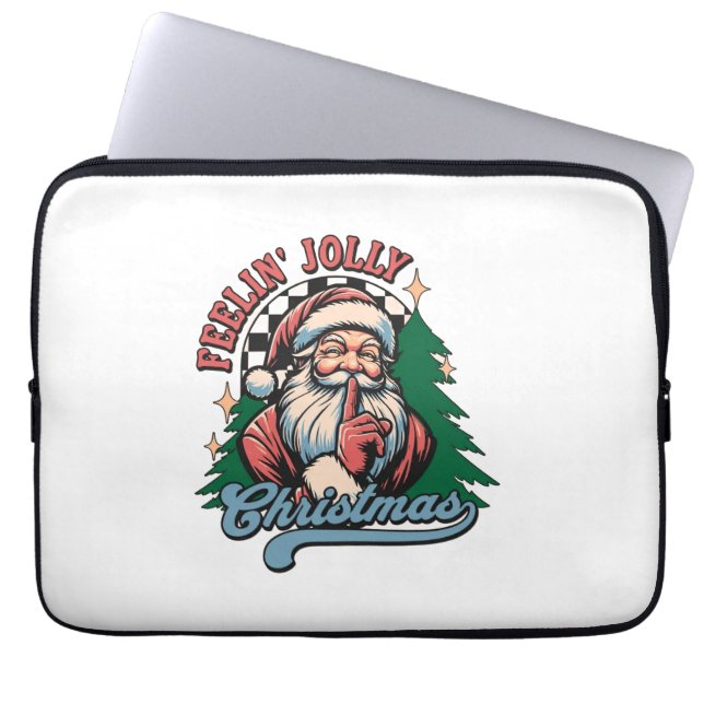 Feelin’ Jolly Christmas Santa Laptop Sleeve (Voorkant)