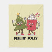 Feelin Jolly Christmas Tree Koffie Liefhebber Wint Fleece Deken (Voorkant)
