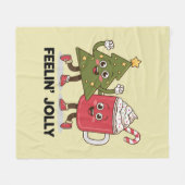 Feelin Jolly Christmas Tree Koffie Liefhebber Wint Fleece Deken (Voorkant (Horizontaal))
