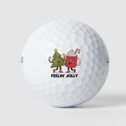 Feelin Jolly Christmas Tree Koffie Liefhebber Wint Golfballen (Voorkant)