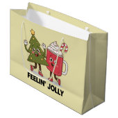 Feelin Jolly Christmas Tree Koffie Liefhebber Wint Groot Cadeauzakje (Voorkant Gekanteld)