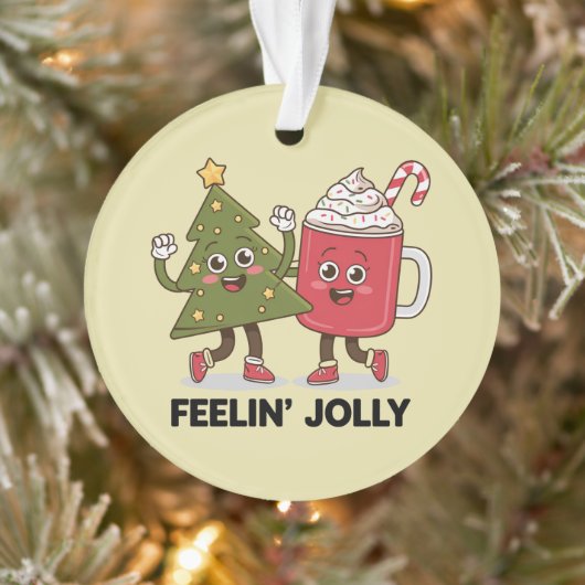 Feelin Jolly Christmas Tree Koffie Liefhebber Wint Ornament (Boom)