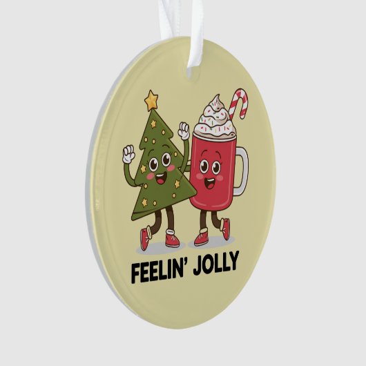 Feelin Jolly Christmas Tree Koffie Liefhebber Wint Ornament (voorkant)