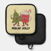 Feelin Jolly Christmas Tree Koffie Liefhebber Wint Pannenlap (Voorkant / Achterkant)