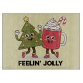 Feelin Jolly Christmas Tree Koffie Liefhebber Wint Snijplank (Voorkant)