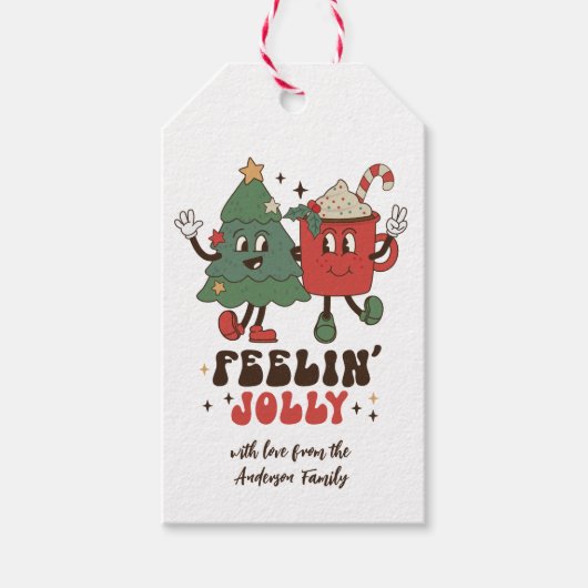 Feelin' Jolly Feestdagen met kerstmis Cadeaulabel (Voorkant)