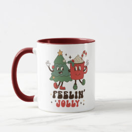 Feelin' Jolly Feestdagen met Kerstmis Funny Retro Mok