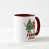 Feelin' Jolly Feestdagen met Kerstmis Funny Retro Mok (Voorkant rechts)