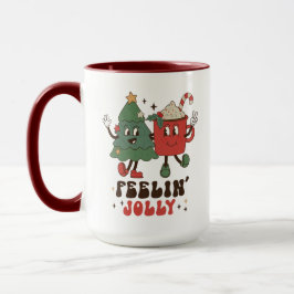 Feelin' Jolly Feestdagen met Kerstmis Funny Retro Mok