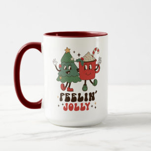Feelin' Jolly Feestdagen met Kerstmis Funny Retro Mok