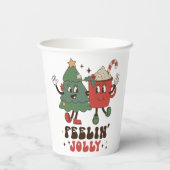 Feelin' Jolly Feestdagen met Kerstmis Funny Retro Papieren Bekers (Achterkant)