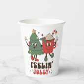 Feelin' Jolly Feestdagen met Kerstmis Funny Retro Papieren Bekers (Voorkant)