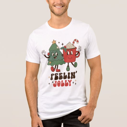 Feelin' Jolly Feestdagen met Kerstmis Funny Retro Tri-Blend Shirt (Voorkant)