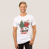 Feelin' Jolly Feestdagen met Kerstmis Funny Retro Tri-Blend Shirt (Voorkant volledig)