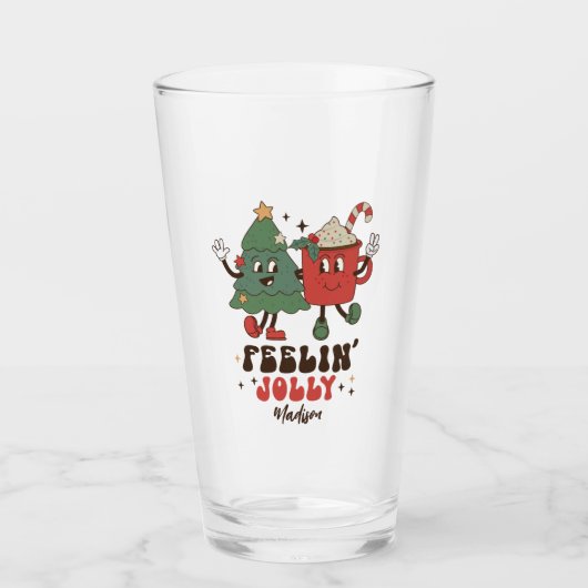 Feelin' Jolly Feestdagen met kerstmis Glas (Voorkant)