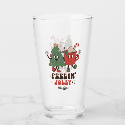 Feelin' Jolly Feestdagen met kerstmis Glas (Voorkant)