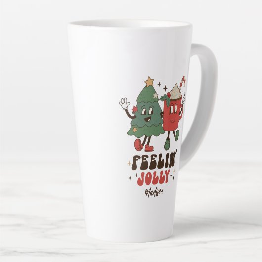 Feelin' Jolly Feestdagen met kerstmis Latte Mok (Rechterhoek)