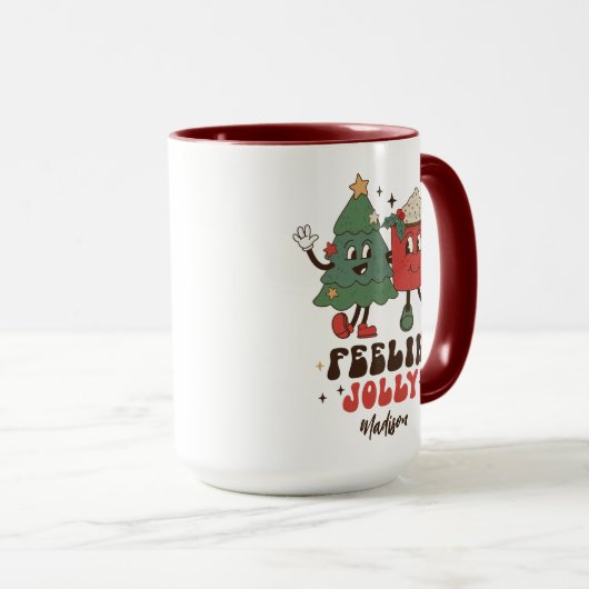 Feelin' Jolly Feestdagen met kerstmis Mok (Voorkant rechts)