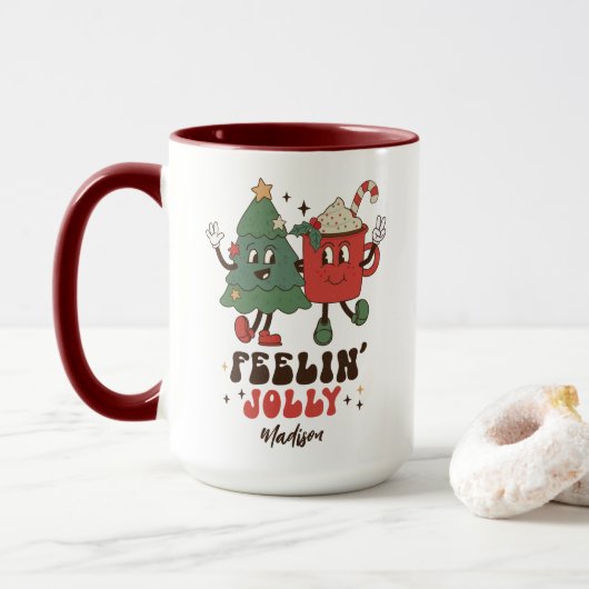 Feelin' Jolly Feestdagen met kerstmis Mok (Met donut)