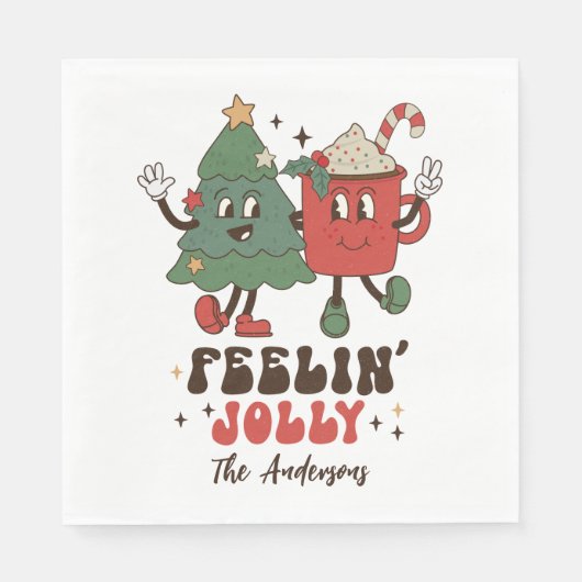 Feelin' Jolly Feestdagen met kerstmis Servet (Voorkant)