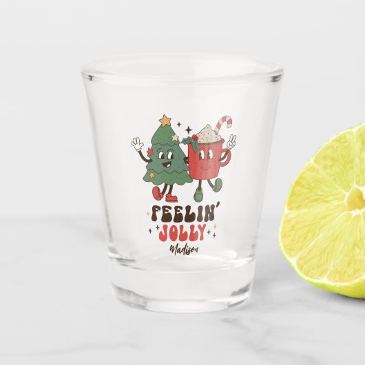 Feelin' Jolly Feestdagen met kerstmis Shot Glas (Voorkant)