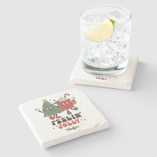 Feelin' Jolly Feestdagen met kerstmis Stenen Onderzetter