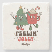 Feelin' Jolly Feestdagen met kerstmis Stenen Onderzetter (Voorkant)