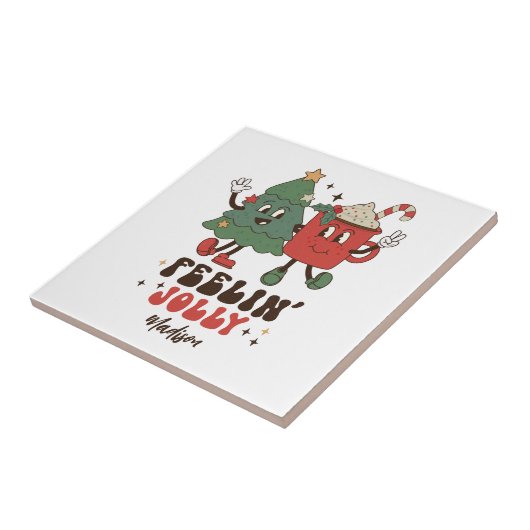 Feelin' Jolly Feestdagen met kerstmis Tegeltje (Zijkant)