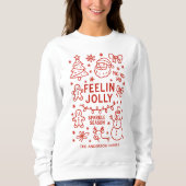 Feelin Jolly | Hand getrokken kerst Doodles Trui (Voorkant)