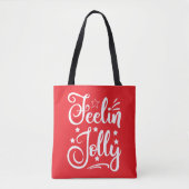 Feelin Jolly Rood & Wit Feestelijk Tote Bag (Voorkant)