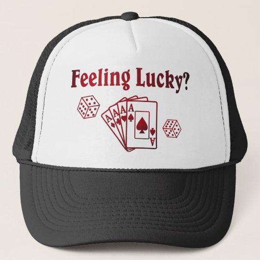 Feelin Lucky Dice Cards U.S. Custom Ink Trucker Pet (Voorkant)