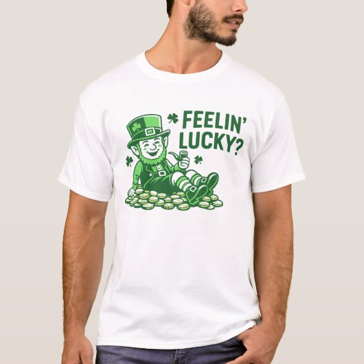 Feelin' Lucky? Retro Leprechaun St. Patrick's Day T-shirt (Voorkant)