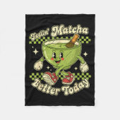 Feelin’ Matcha Better Today Kawaii Cute Boba Bubbl Fleece Deken (Voorkant)