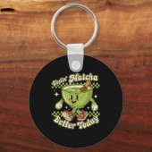 Feelin’ Matcha Better Today Kawaii Cute Boba Bubbl Sleutelhanger (Voorkant)