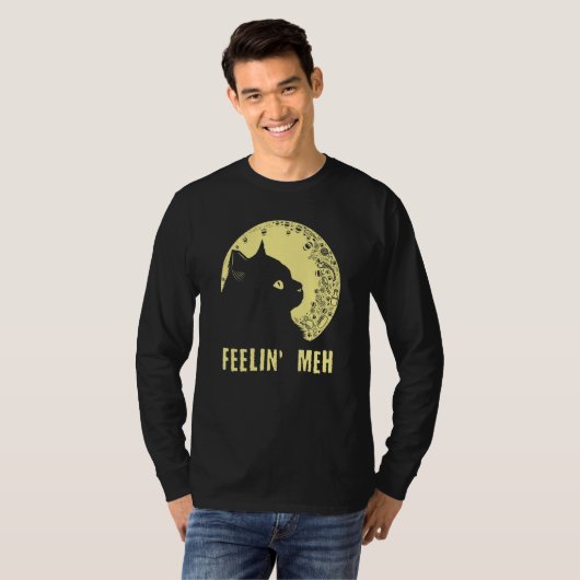 Feelin' Meh Cat  Lazy Kitten Inactive Introvert T-shirt (Voorkant volledig)