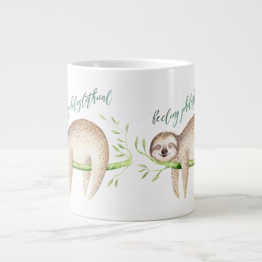 Feelin PhiloSLOTHical grappige humor pun sloth Grote Koffiekop (Voorkant)
