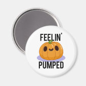 Feelin Pumped Funny Pumpkin Pun Magneet (Voorkant / Achterkant)