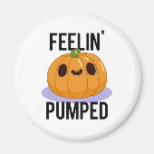 Feelin Pumped Funny Pumpkin Pun Magneet (Voorkant)