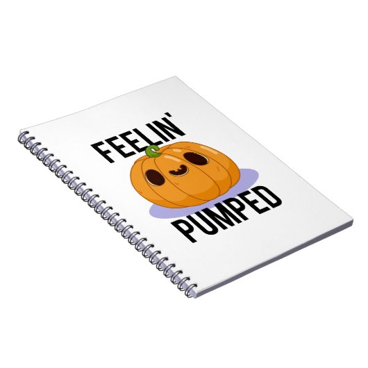 Feelin Pumped Funny Pumpkin Pun Notitieboek (Rechterzijde)