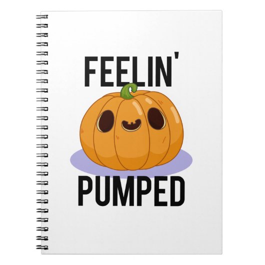 Feelin Pumped Funny Pumpkin Pun Notitieboek (Voorkant)
