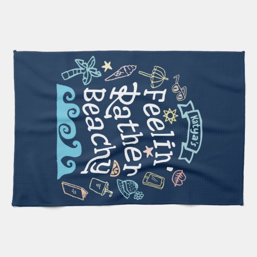 Feelin’ Rather Beachy Add Jouw naam Sassy Summer Theedoek (Horizontaal)
