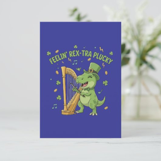 Feelin' Rex-tra Plucky Funny St. Patrick's Day   Bedankkaart (Staand voorkant)