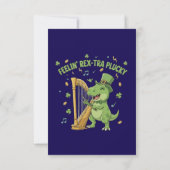 Feelin' Rex-tra Plucky Funny St. Patrick's Day Bedankkaart (Achterkant)