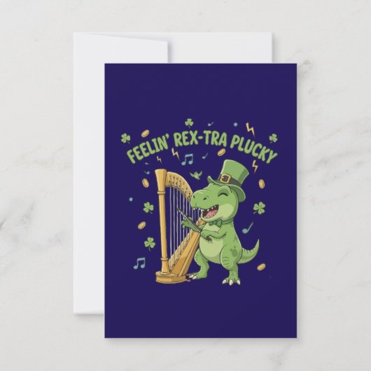 Feelin' Rex-tra Plucky Funny St. Patrick's Day Bedankkaart (Achterkant)