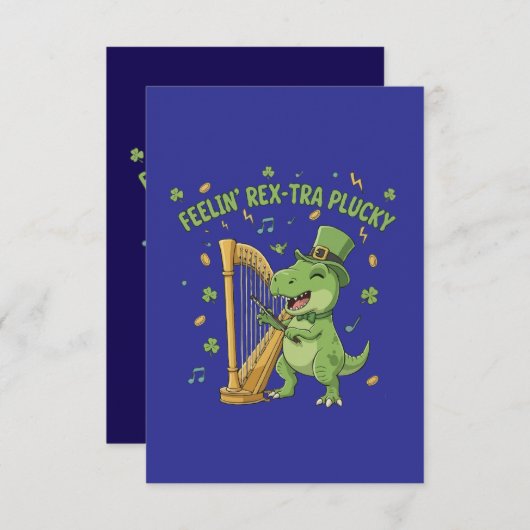 Feelin' Rex-tra Plucky Funny St. Patrick's Day Bedankkaart (Voorkant / Achterkant)