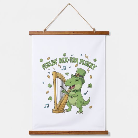 Feelin' Rex-tra Plucky Funny St. Patrick's Day   Hangend Wandkleed (Voorkant)