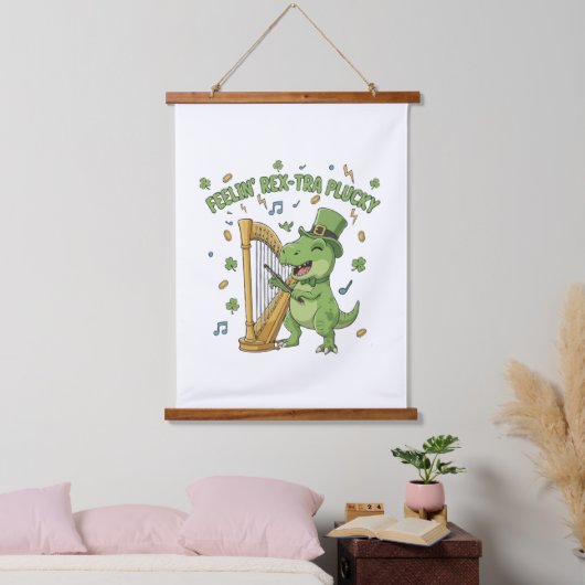 Feelin' Rex-tra Plucky Funny St. Patrick's Day Hangend Wandkleed (Slaapkamer)